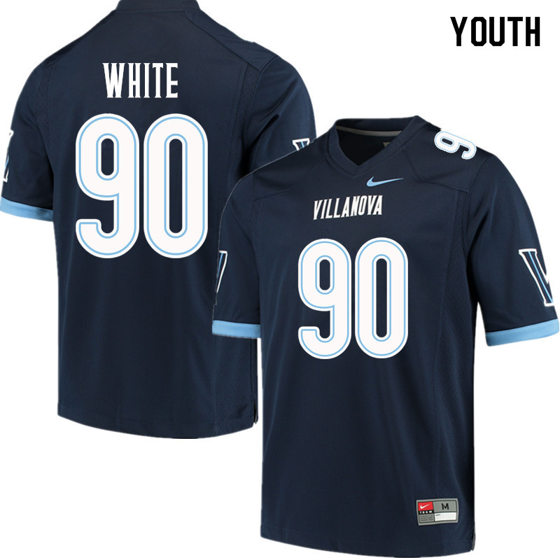 Youth #90 Bryan White Villanova Wildcats College Football Jerseys Sale-Navy